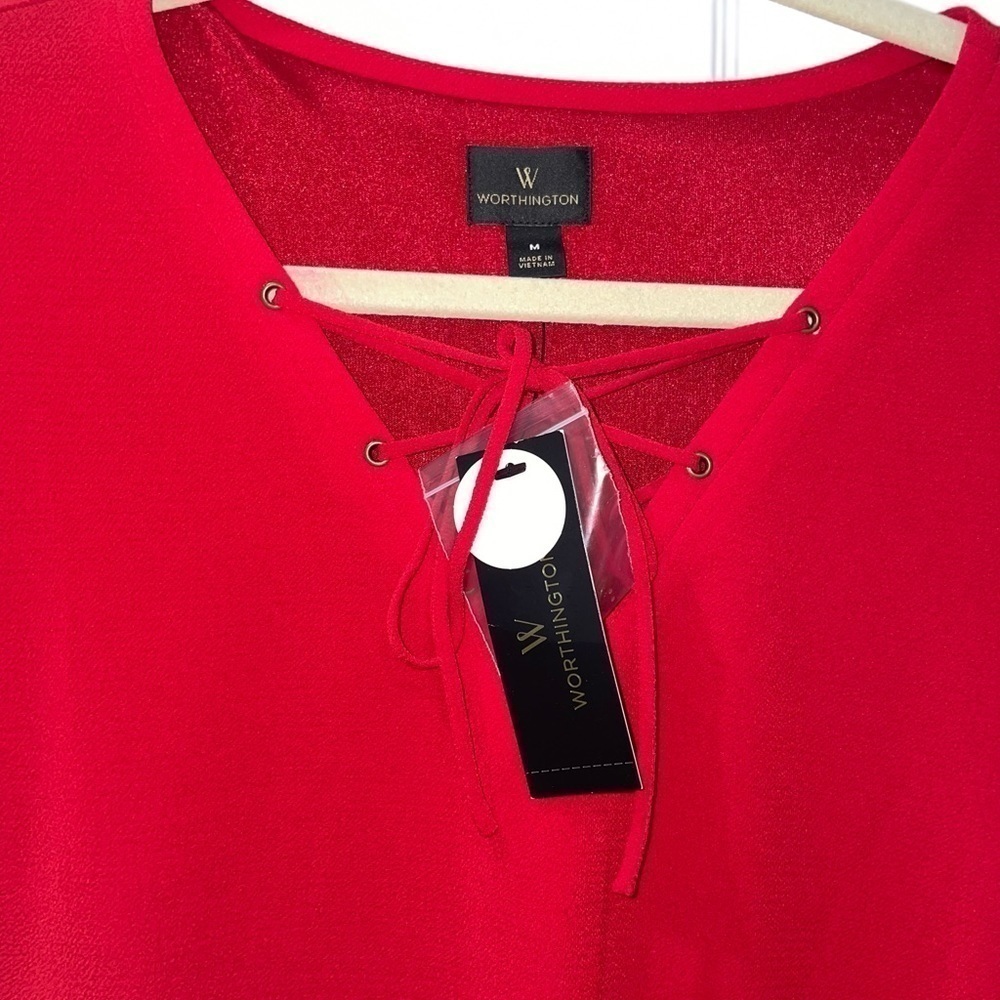💰 3 For $25 💰WORTHINGTON Red LS Slip dress NWT Medium - Picture 6 of 7